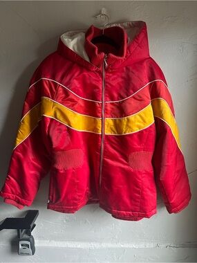 Vintage Mulberry Street Red Yellow Colorblock Puffer Ski Jacket Retro Womens L